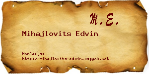 Mihajlovits Edvin névjegykártya
